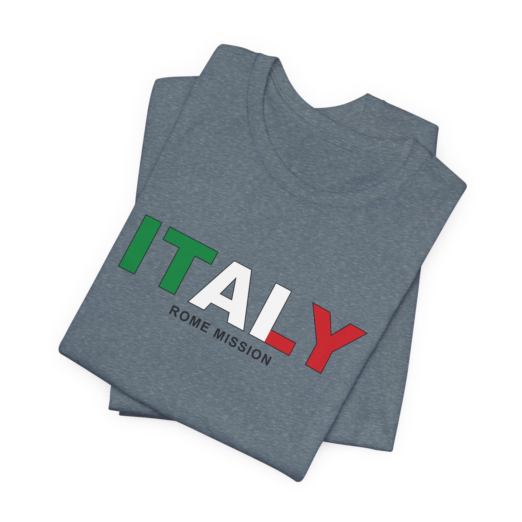 Italy Rome Mission Flag Title T-shirt - Latter-Day Saint LDS Missionary Gift - Book of Mormon