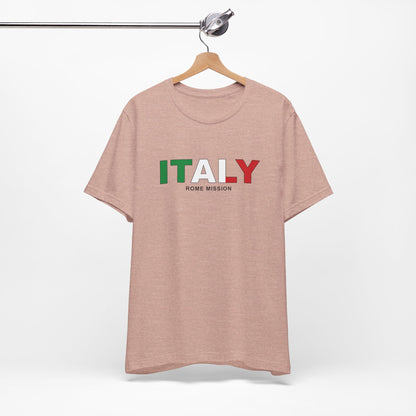 Italy Rome Mission Flag Title T-shirt - Latter-Day Saint LDS Missionary Gift - Book of Mormon