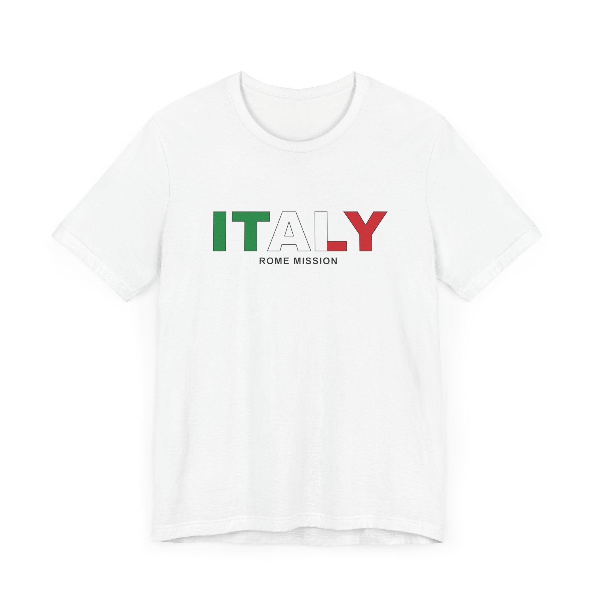 Italy Rome Mission Flag Title T-shirt - Latter-Day Saint LDS Missionary Gift - Book of Mormon