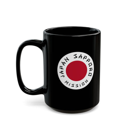 Japan Sapporo Mission Circular Flag Black Ceramic Mug - Latter-Day Saint LDS Missionary Gift - Book of Mormon