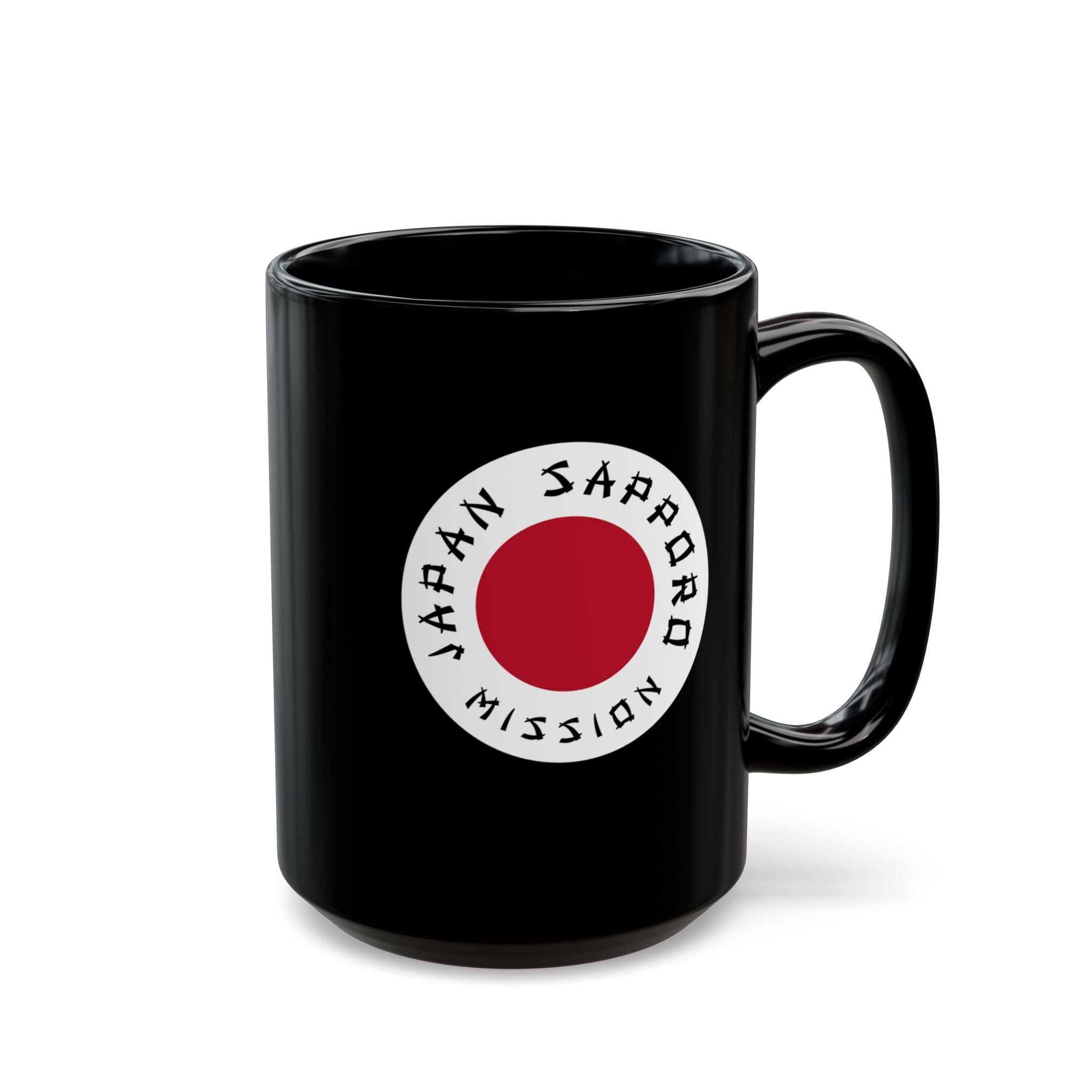 Japan Sapporo Mission Circular Flag Black Ceramic Mug - Latter-Day Saint LDS Missionary Gift - Book of Mormon