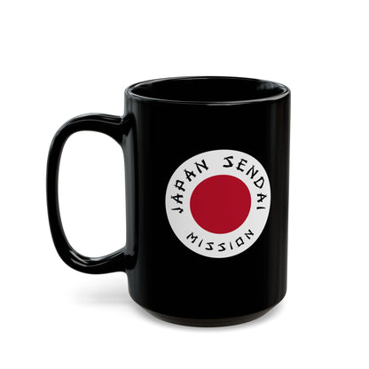 Japan Sendai Mission Circular Flag Black Ceramic Mug - Latter-Day Saint LDS Missionary Gift - Book of Mormon