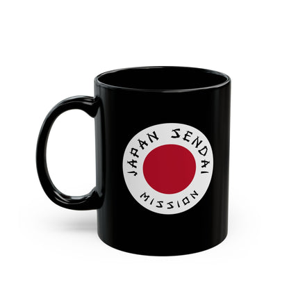 Japan Sendai Mission Circular Flag Black Ceramic Mug - Latter-Day Saint LDS Missionary Gift - Book of Mormon