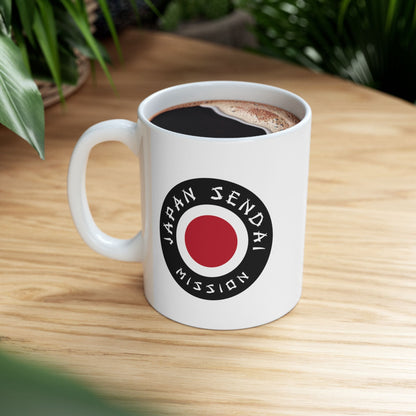 Japan Sendai Mission Circular Flag White Ceramic Mug - Latter-Day Saint LDS Missionary Gift - Book of Mormon