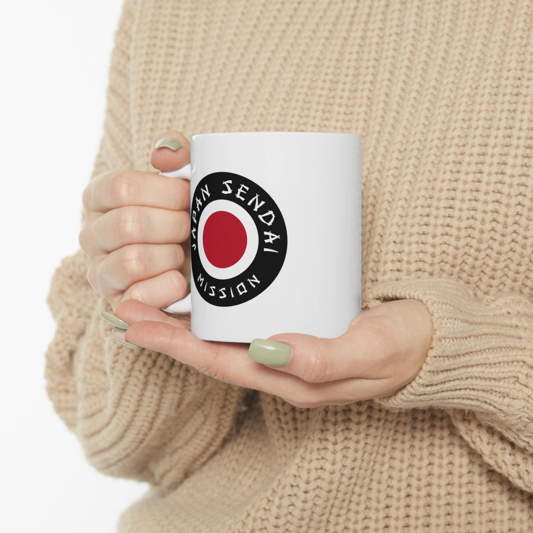 Japan Sendai Mission Circular Flag White Ceramic Mug - Latter-Day Saint LDS Missionary Gift - Book of Mormon