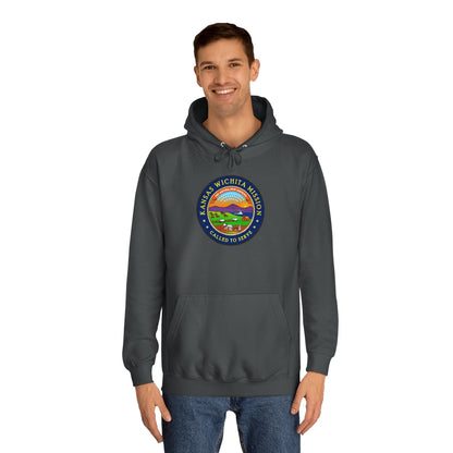 Kansas Wichita Mission State Flag Logo (Black Border) College Hoodie