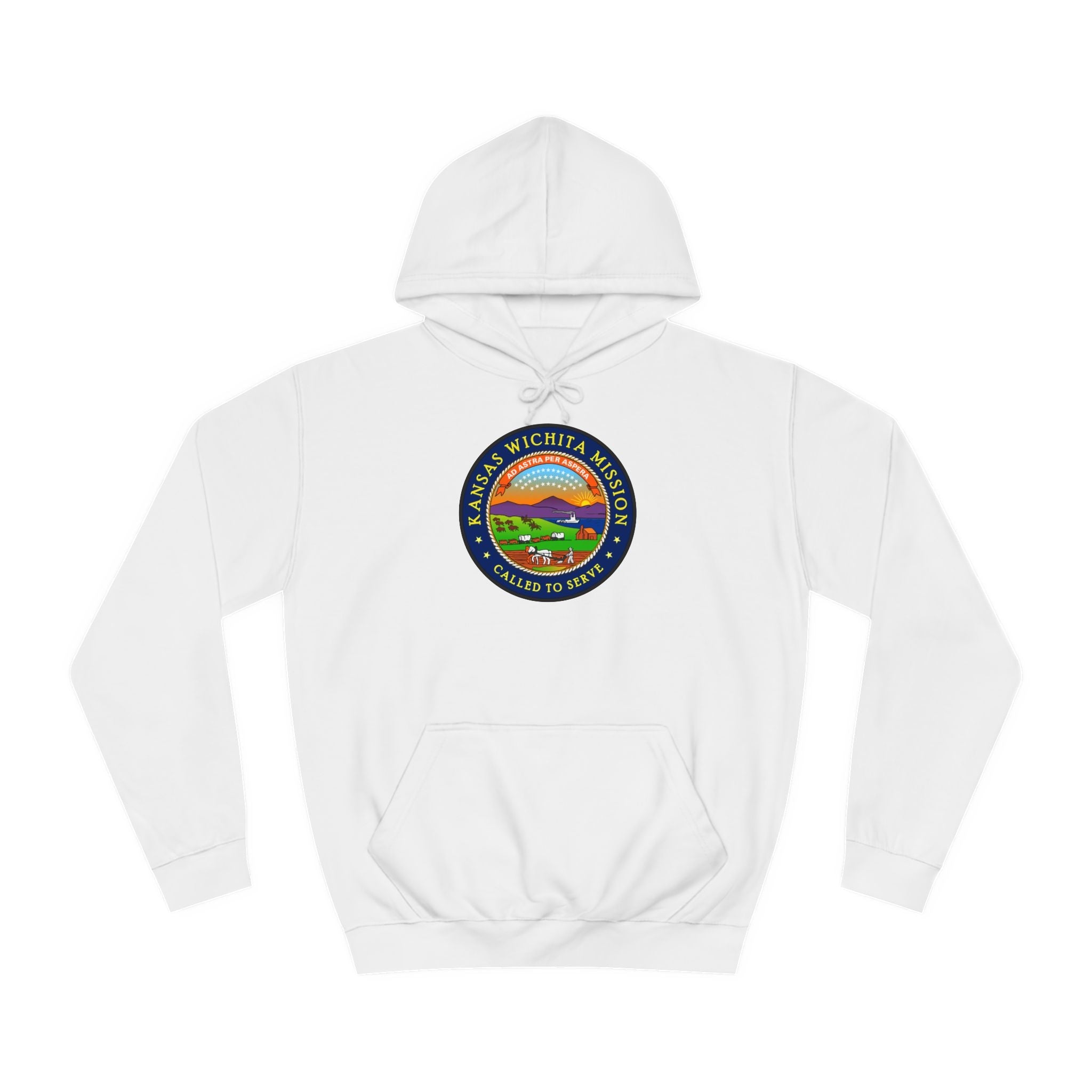 Kansas Wichita Mission State Flag Logo (Black Border) College Hoodie