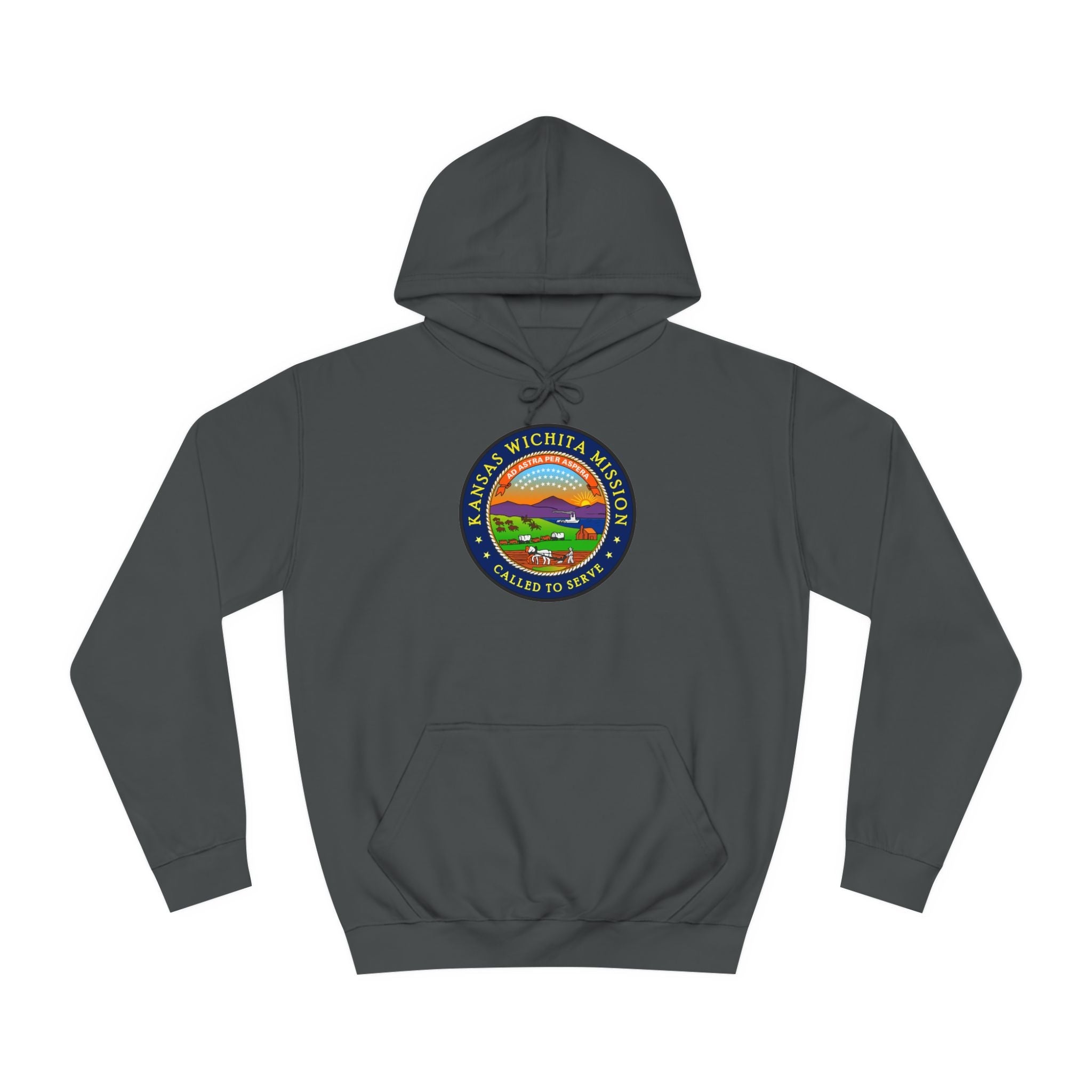 Kansas Wichita Mission State Flag Logo (Black Border) College Hoodie