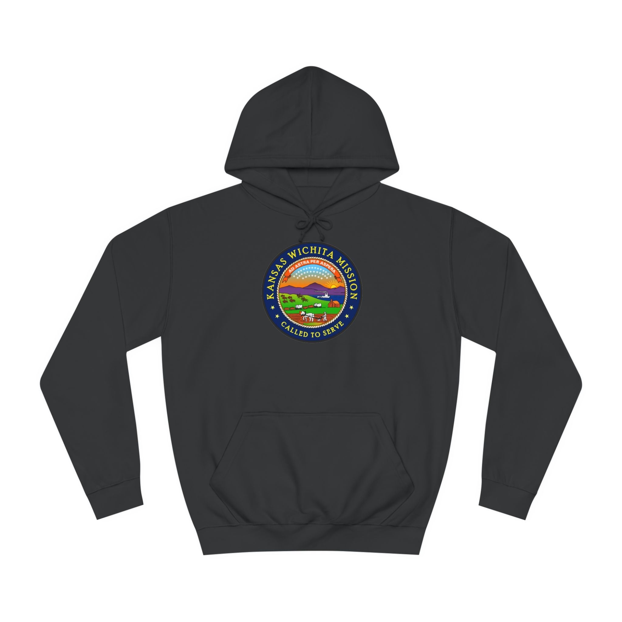 Kansas Wichita Mission State Flag Logo (Black Border) College Hoodie