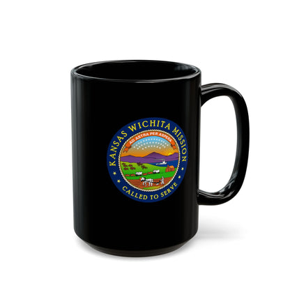 Kansas Wichita Mission State Flag Logo Ceramic Mug Black Name - Latter-Day Saint LDS Missionary Gift - Book of Mormon