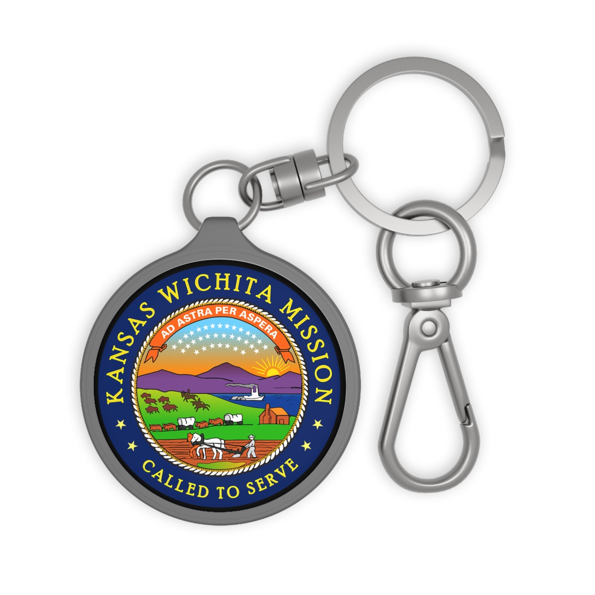 Kansas Wichita Mission State Flag Logo Key Tag - Latter-Day Saint LDS Missionary Gift - Book of Mormon