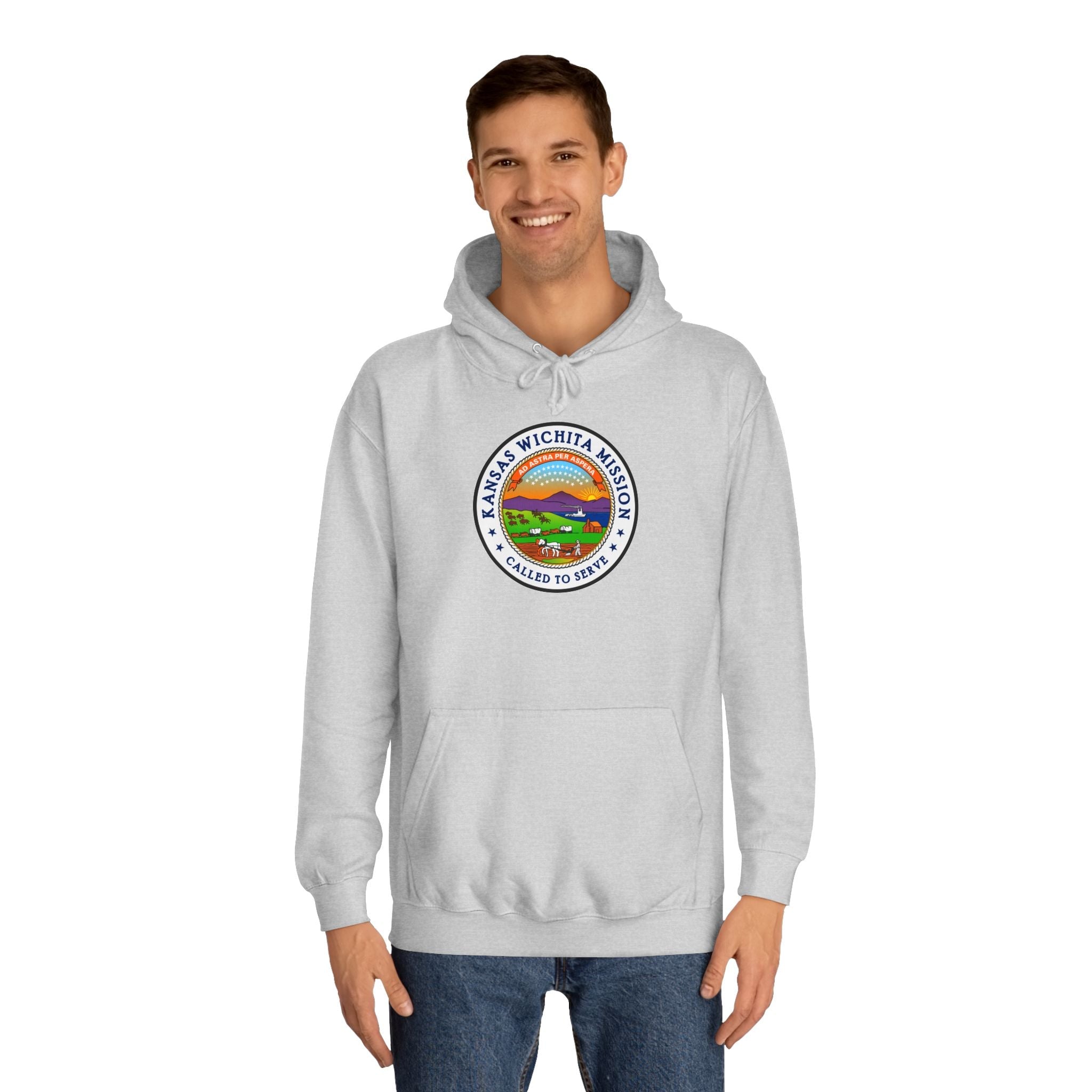 Kansas Wichita Mission State Flag Logo (White Border) College Hoodie