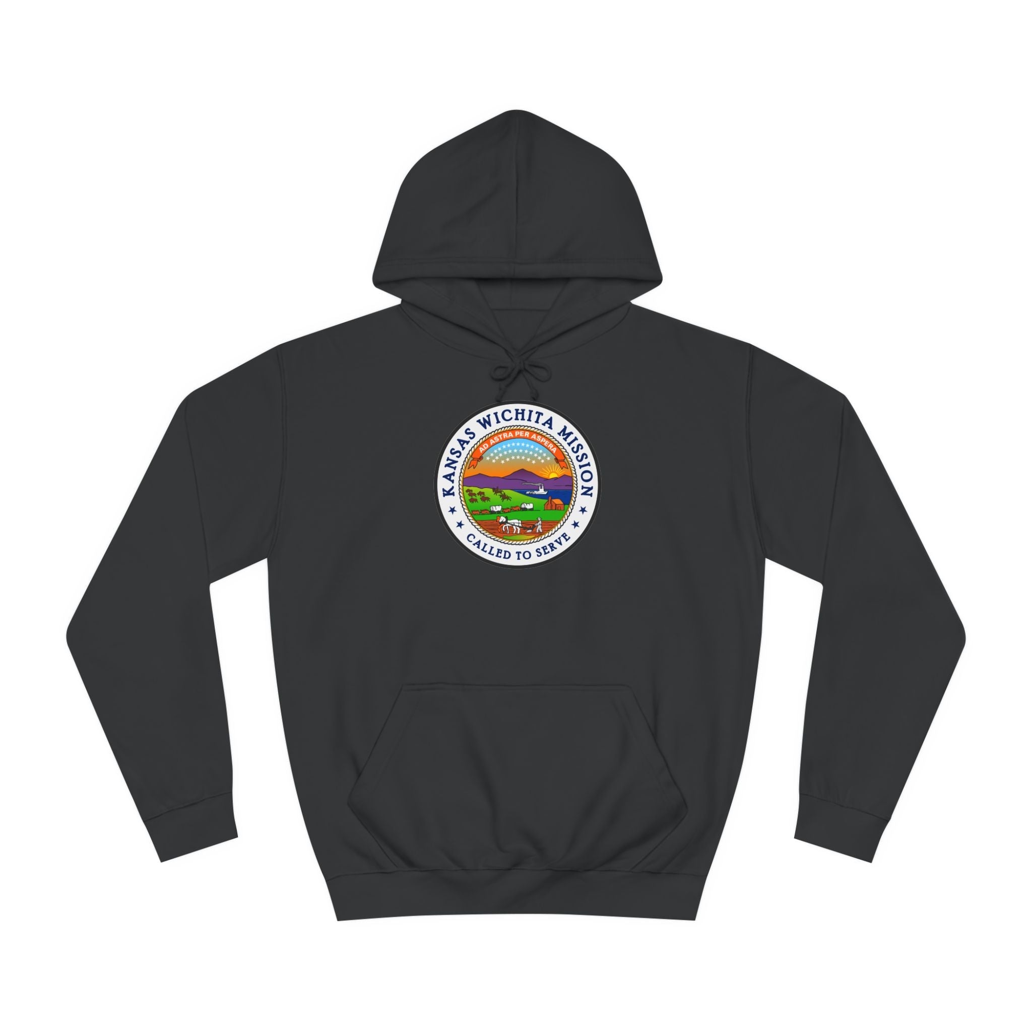 Kansas Wichita Mission State Flag Logo (White Border) College Hoodie