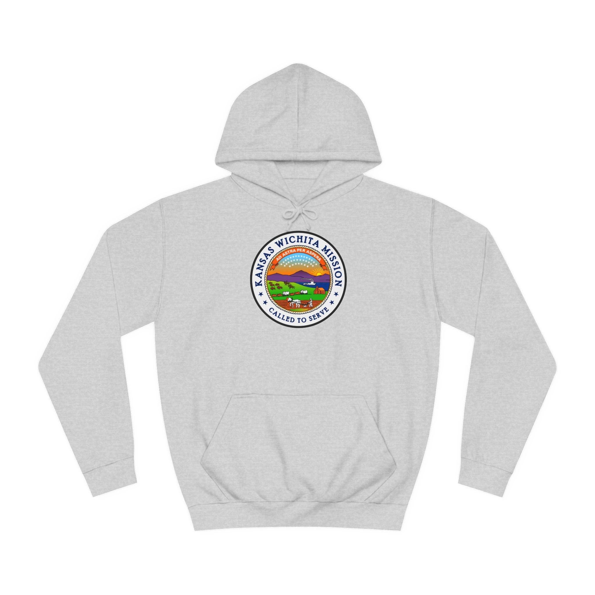 Kansas Wichita Mission State Flag Logo (White Border) College Hoodie