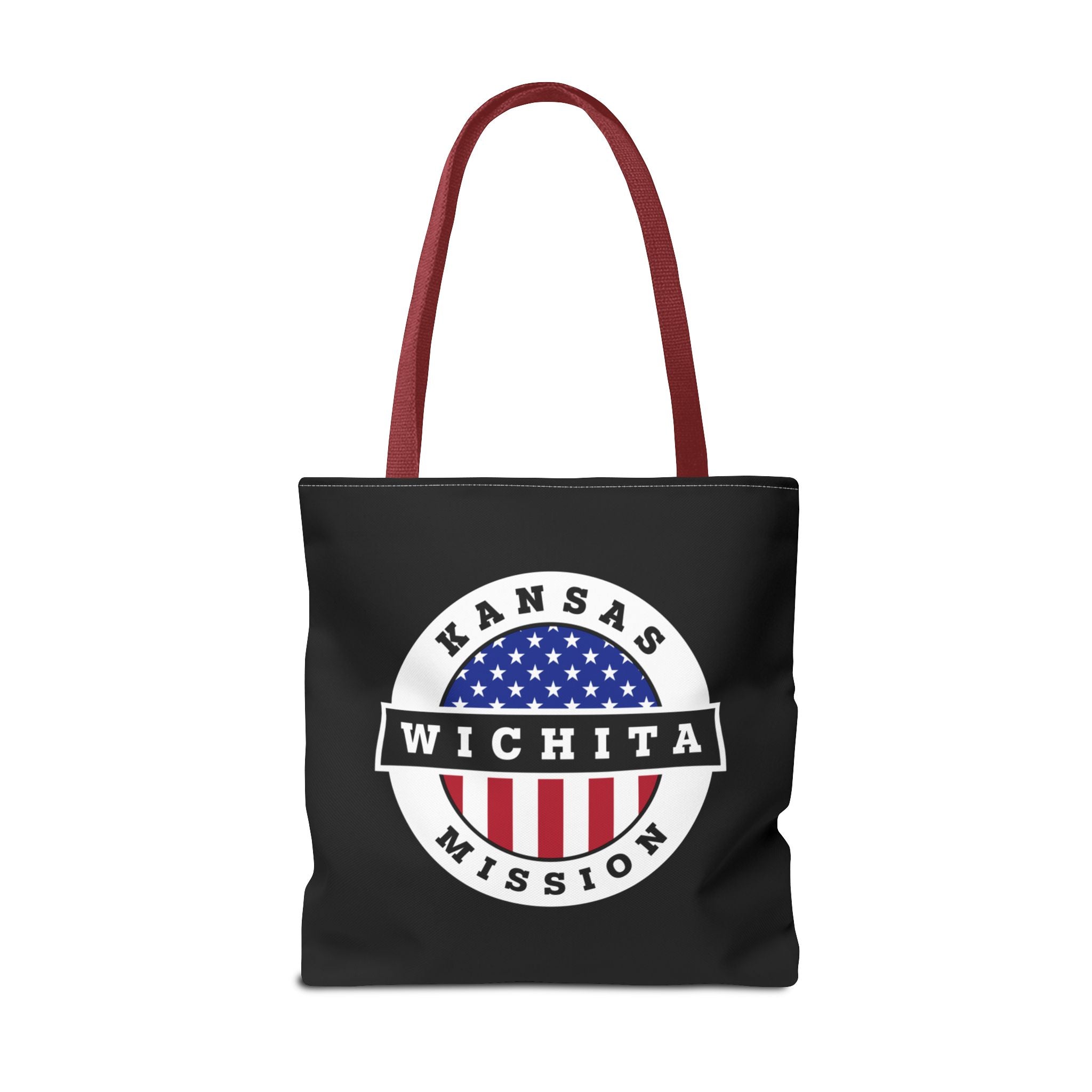 Kansas Wichita Mission USA Flag Logo Tote Bag Black - Latter-Day Saint LDS Missionary Gift - Book of Mormon