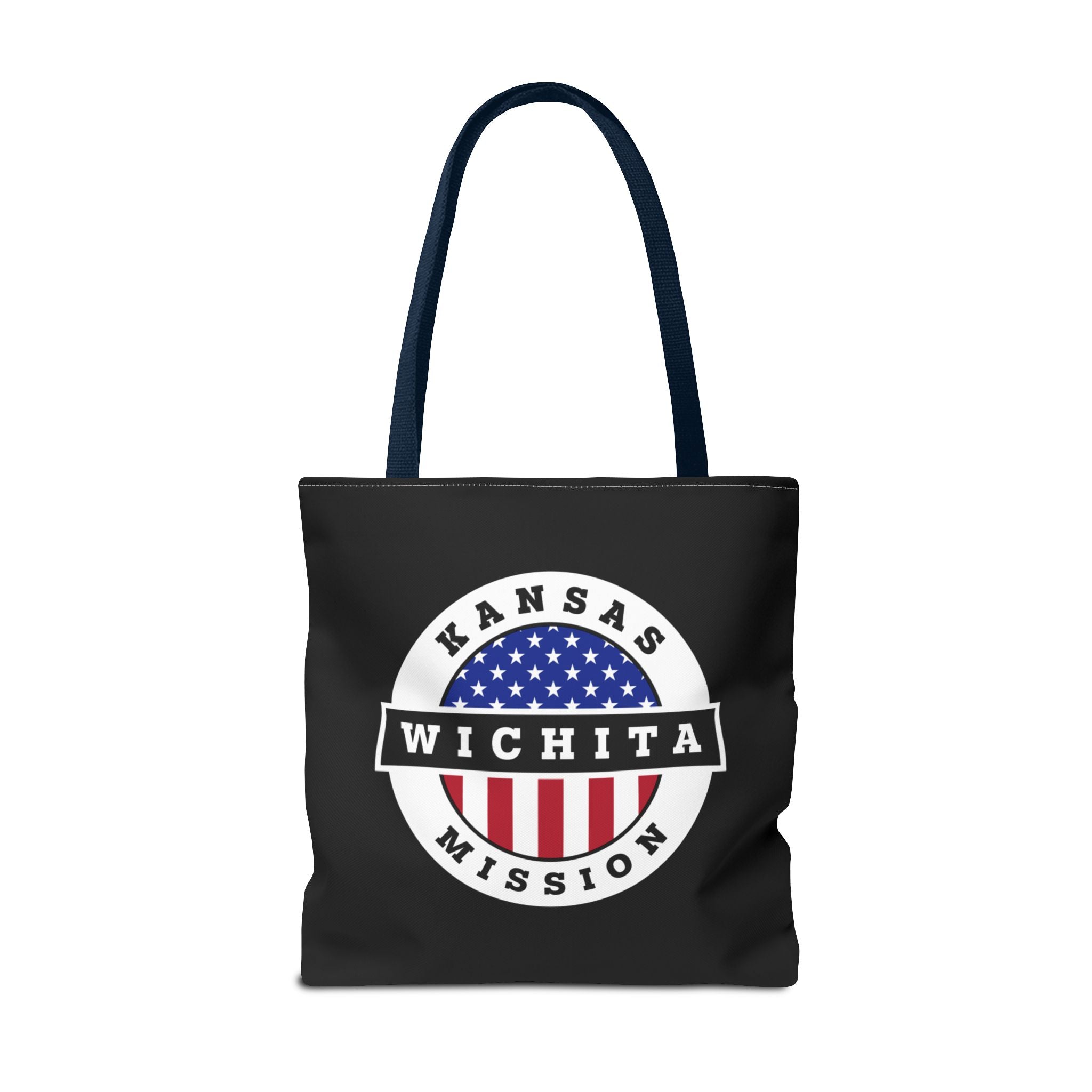 Kansas Wichita Mission USA Flag Logo Tote Bag Black - Latter-Day Saint LDS Missionary Gift - Book of Mormon