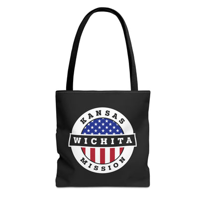 Kansas Wichita Mission USA Flag Logo Tote Bag Black - Latter-Day Saint LDS Missionary Gift - Book of Mormon