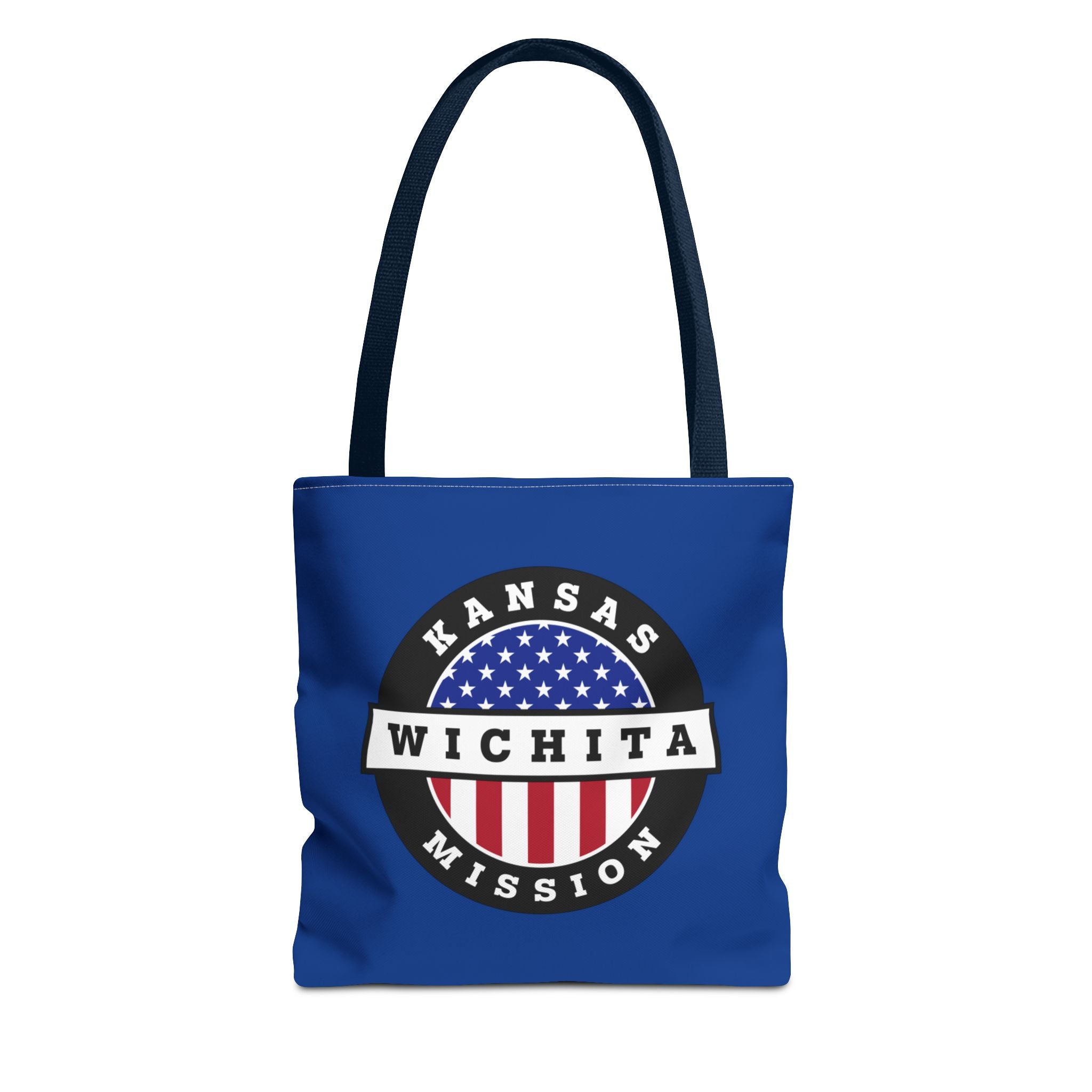 Kansas Wichita Mission USA Flag Logo Tote Bag Blue - Latter-Day Saint LDS Missionary Gift - Book of Mormon