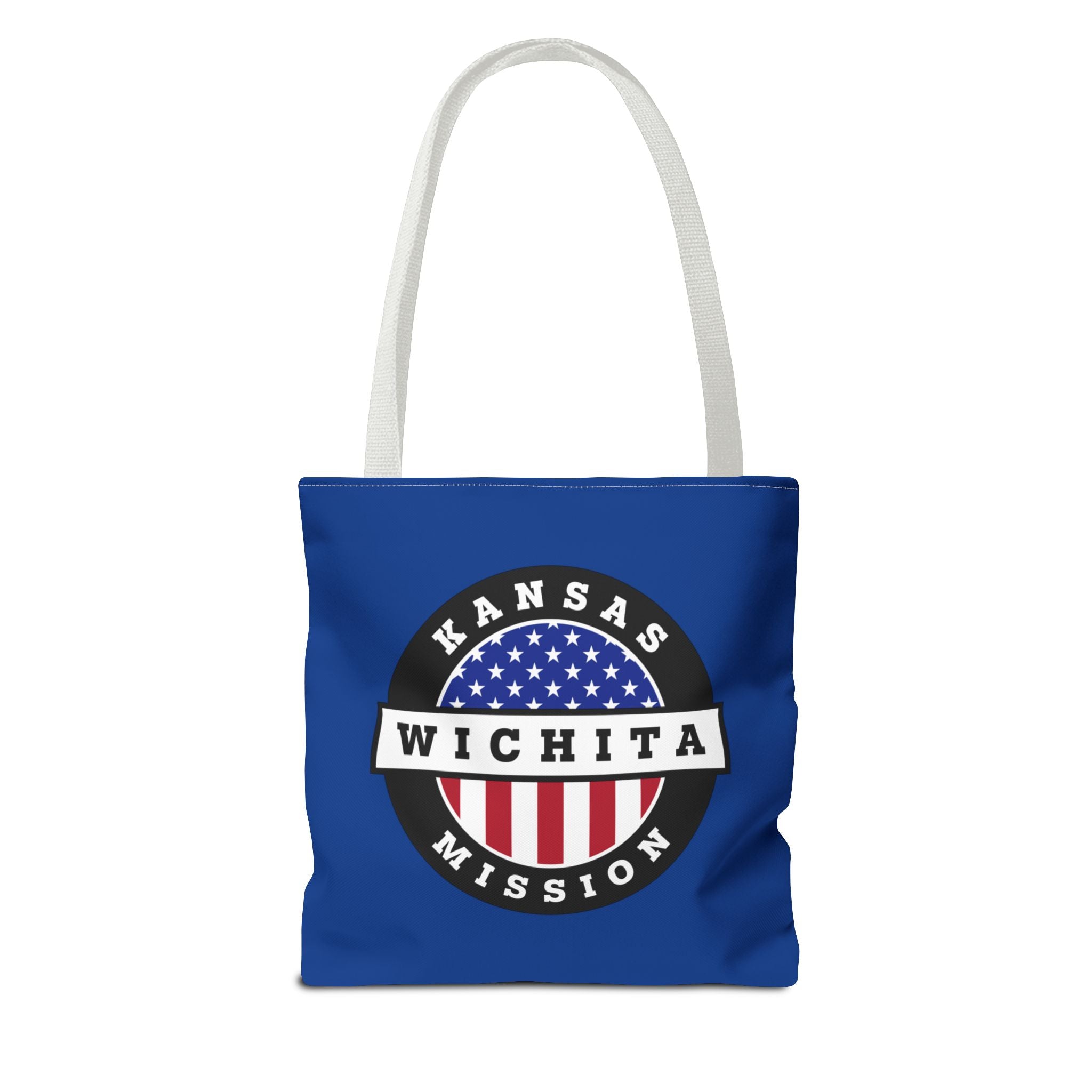 Kansas Wichita Mission USA Flag Logo Tote Bag Blue - Latter-Day Saint LDS Missionary Gift - Book of Mormon