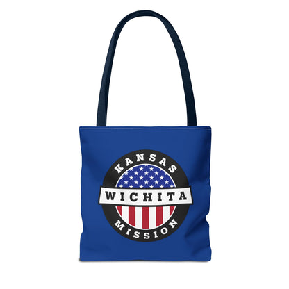 Kansas Wichita Mission USA Flag Logo Tote Bag Blue - Latter-Day Saint LDS Missionary Gift - Book of Mormon