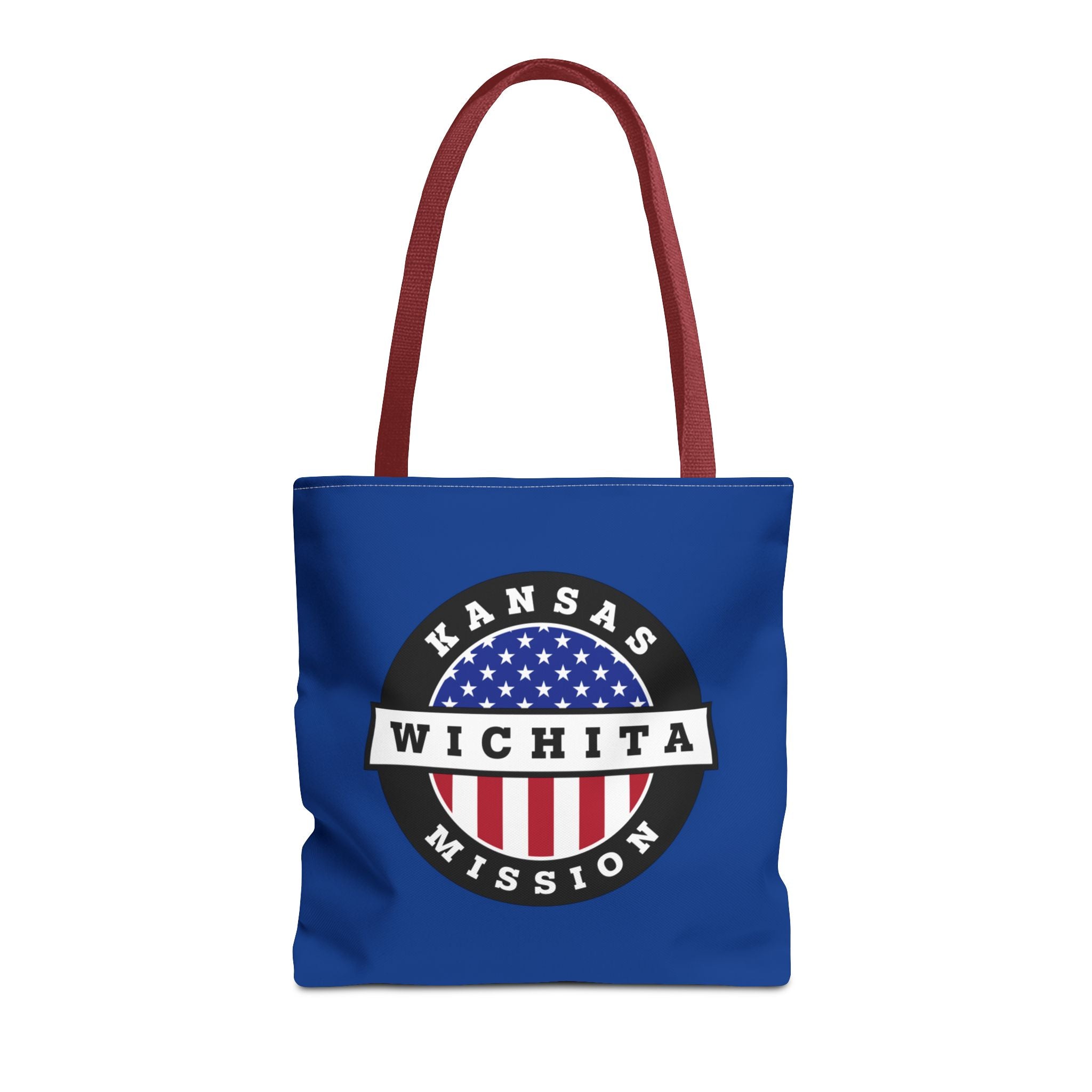 Kansas Wichita Mission USA Flag Logo Tote Bag Blue - Latter-Day Saint LDS Missionary Gift - Book of Mormon