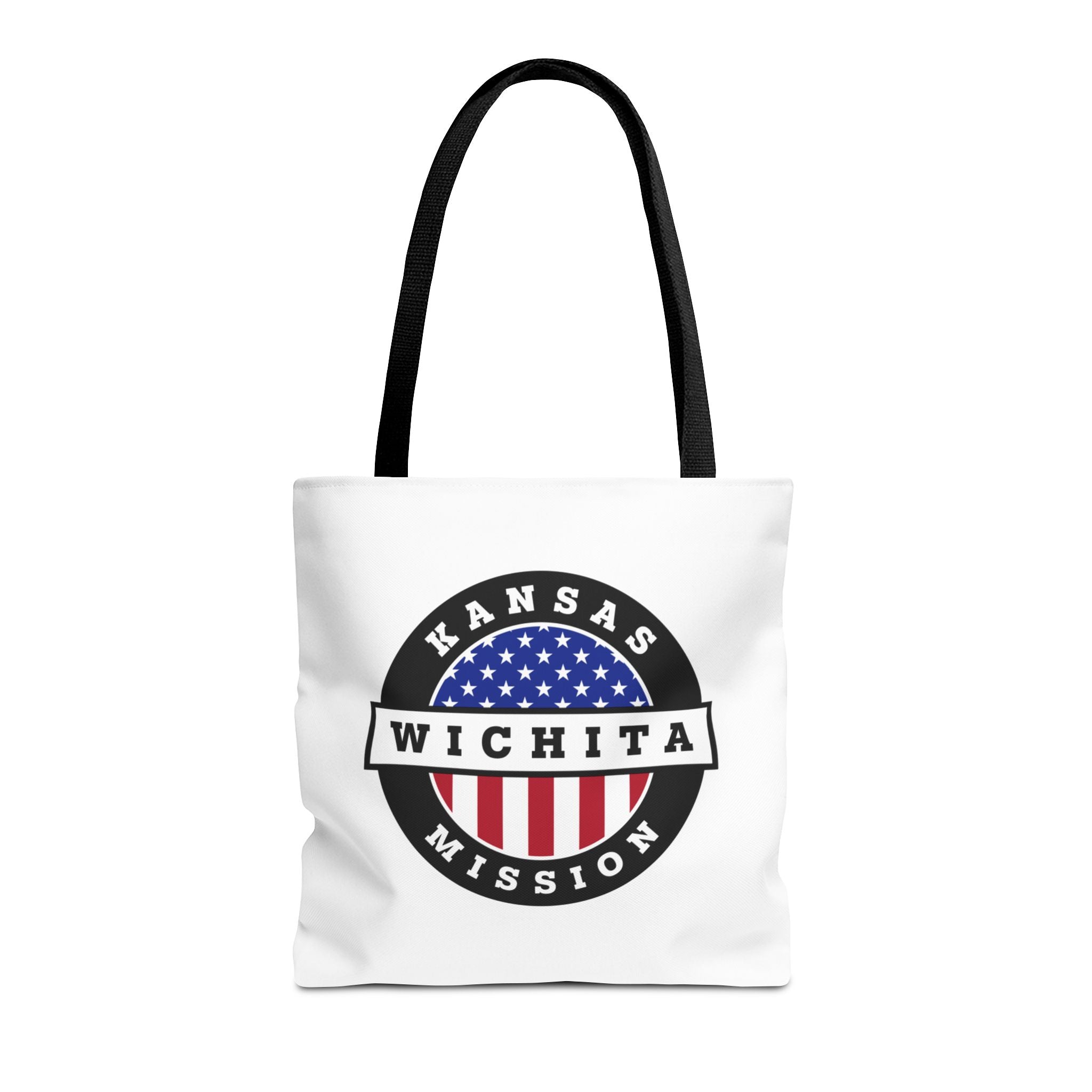 Kansas Wichita Mission USA Flag Logo Tote Bag White - Latter-Day Saint LDS Missionary Gift - Book of Mormon