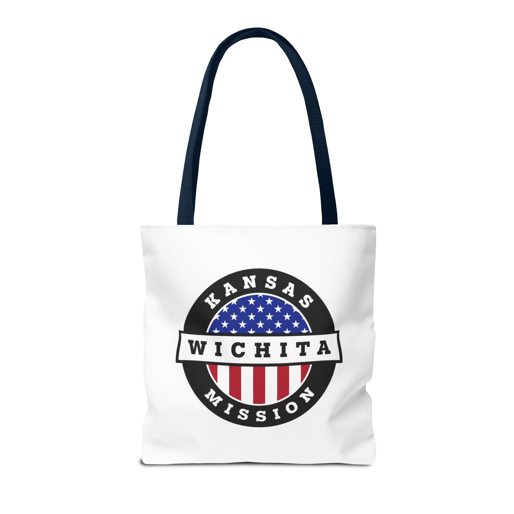 Kansas Wichita Mission USA Flag Logo Tote Bag White - Latter-Day Saint LDS Missionary Gift - Book of Mormon