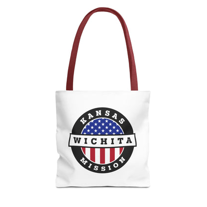 Kansas Wichita Mission USA Flag Logo Tote Bag White - Latter-Day Saint LDS Missionary Gift - Book of Mormon