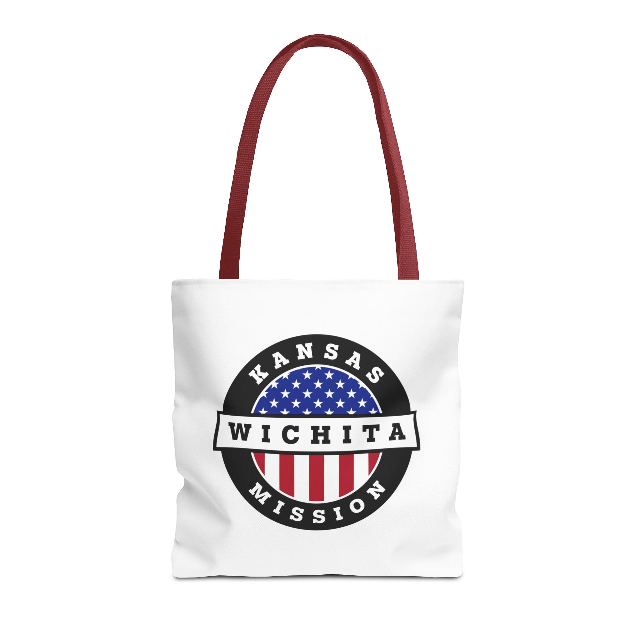 Kansas Wichita Mission USA Flag Logo Tote Bag White - Latter-Day Saint LDS Missionary Gift - Book of Mormon