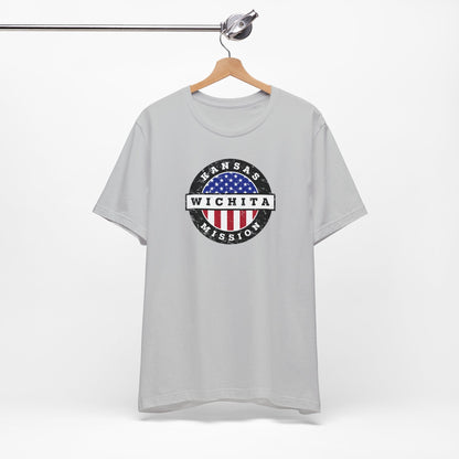 Kansas Wichita Mission Vintage Circular USA Flag T-Shirt - Latter-Day Saint LDS Missionary Gift - Book of Mormon