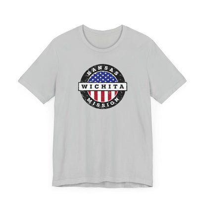 Kansas Wichita Mission Vintage Circular USA Flag T-Shirt - Latter-Day Saint LDS Missionary Gift - Book of Mormon