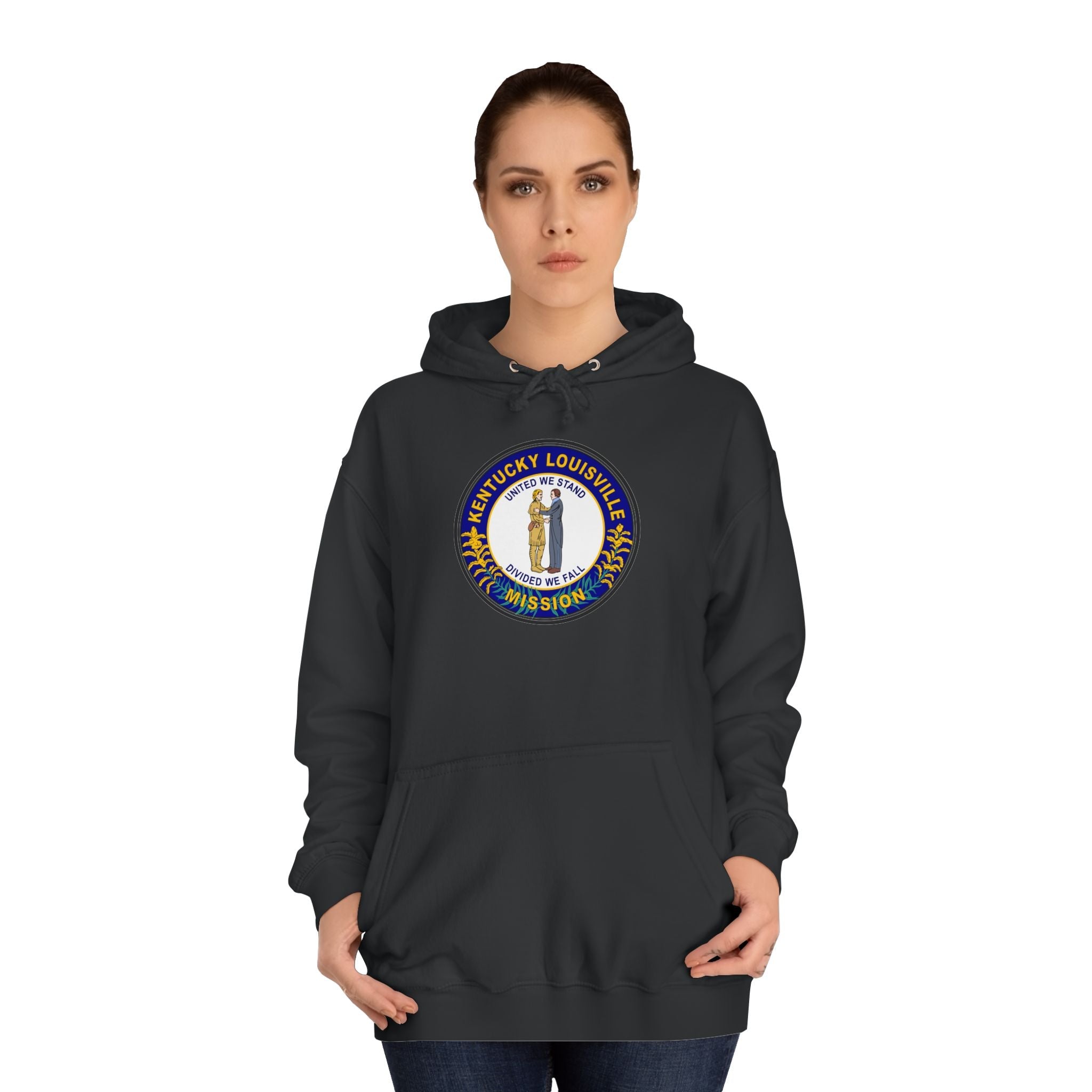 Kentucky Louisville Mission State Flag Logo (Black Border) College Hoodie