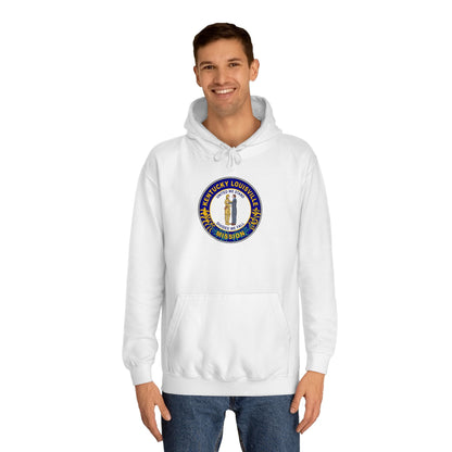 Kentucky Louisville Mission State Flag Logo (White Border) College Hoodie