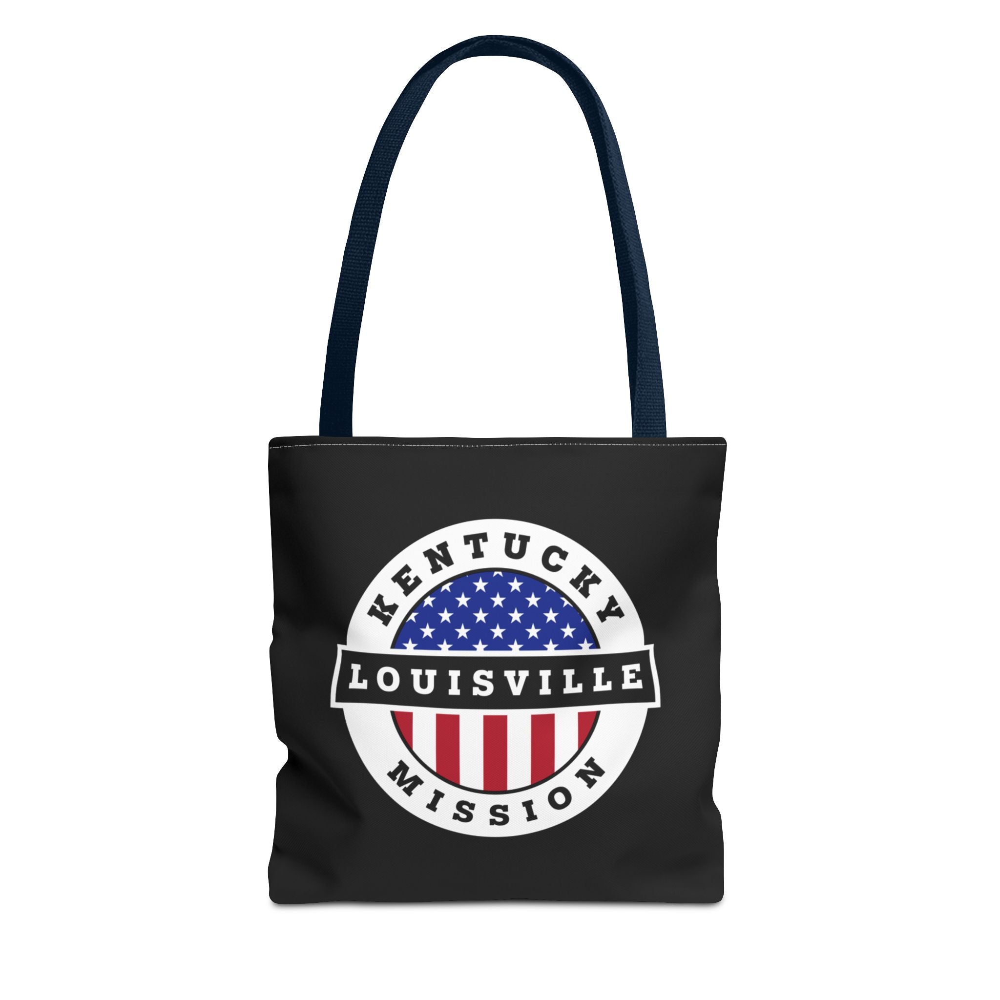 Kentucky Louisville Mission USA Flag Logo Tote Bag Black - Latter-Day Saint LDS Missionary Gift - Book of Mormon