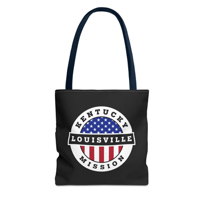 Kentucky Louisville Mission USA Flag Logo Tote Bag Black - Latter-Day Saint LDS Missionary Gift - Book of Mormon