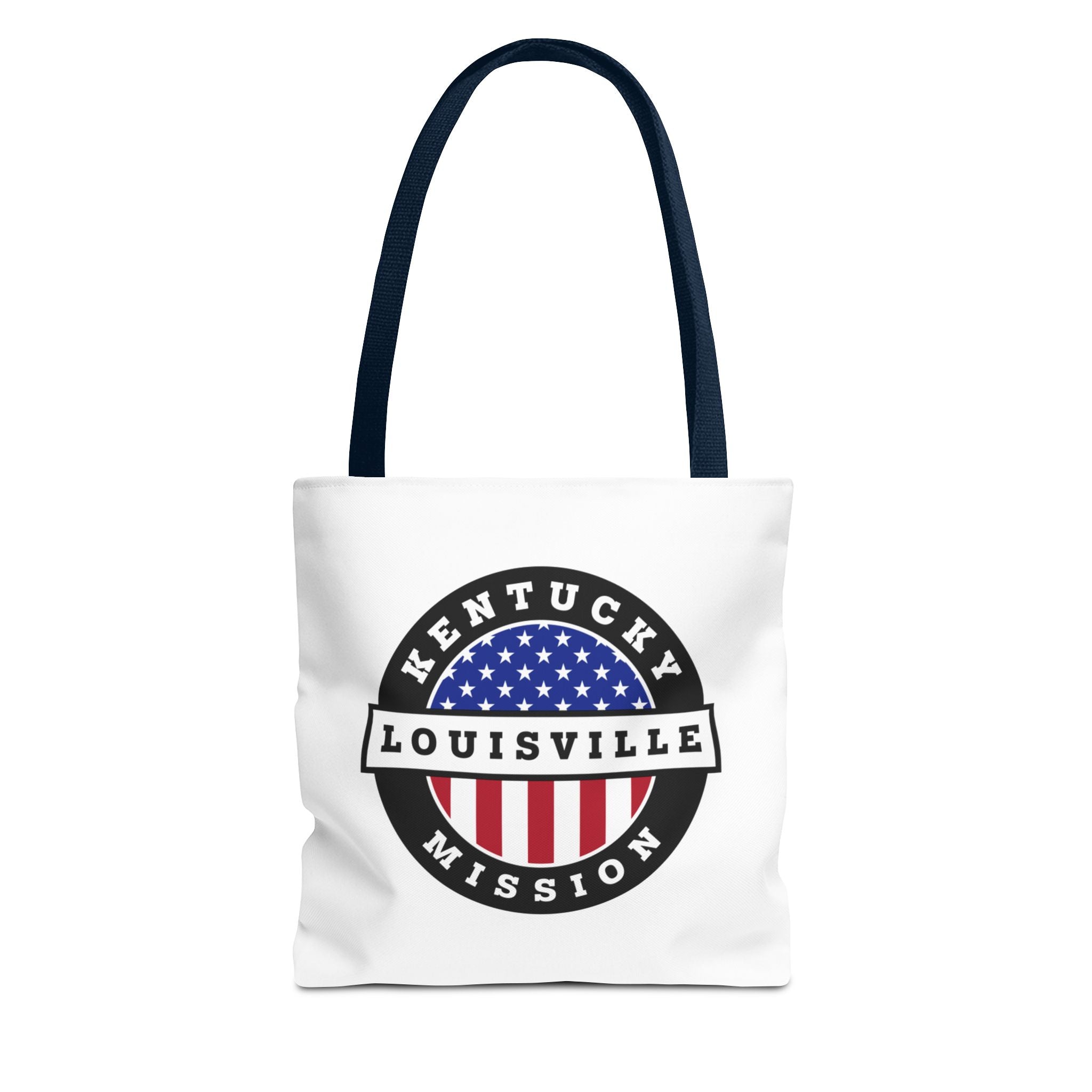 Kentucky Louisville Mission USA Flag Logo Tote Bag White - Latter-Day Saint LDS Missionary Gift - Book of Mormon