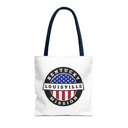 Kentucky Louisville Mission USA Flag Logo Tote Bag White - Latter-Day Saint LDS Missionary Gift - Book of Mormon