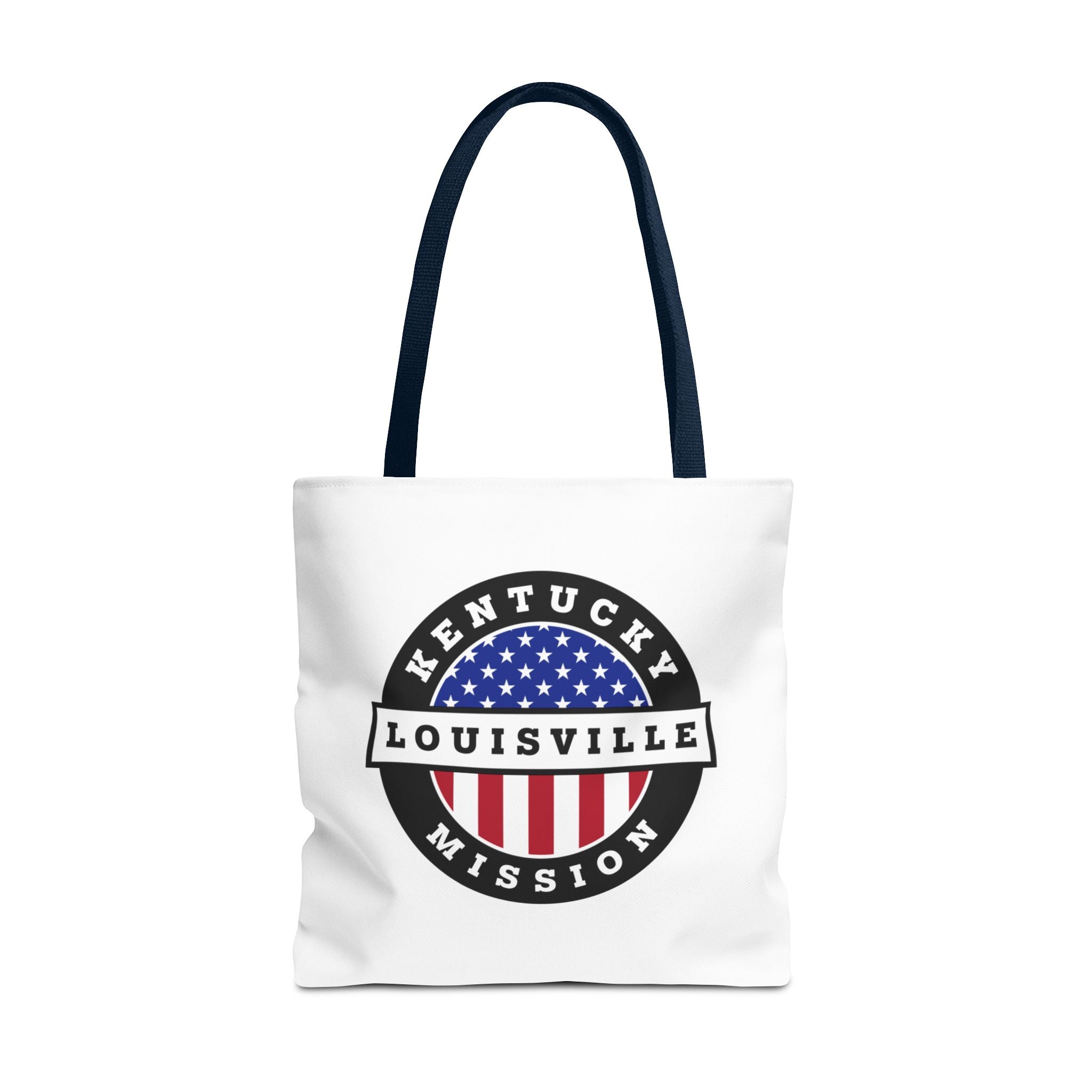 Kentucky Louisville Mission USA Flag Logo Tote Bag White - Latter-Day Saint LDS Missionary Gift - Book of Mormon