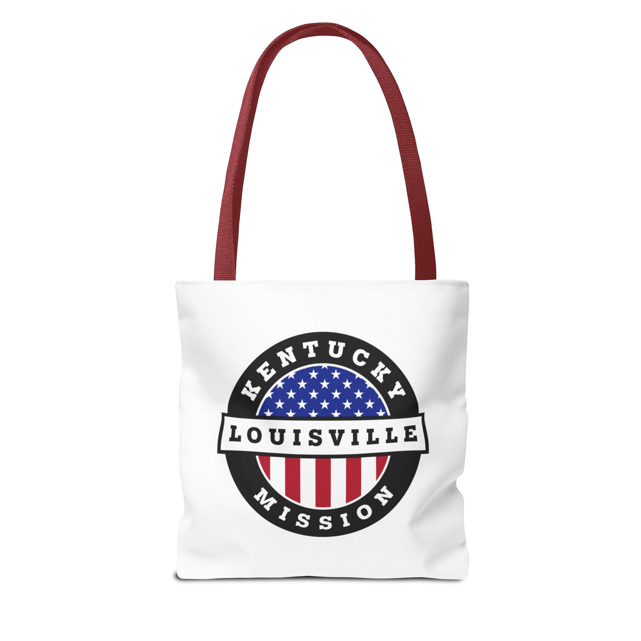 Kentucky Louisville Mission USA Flag Logo Tote Bag White - Latter-Day Saint LDS Missionary Gift - Book of Mormon