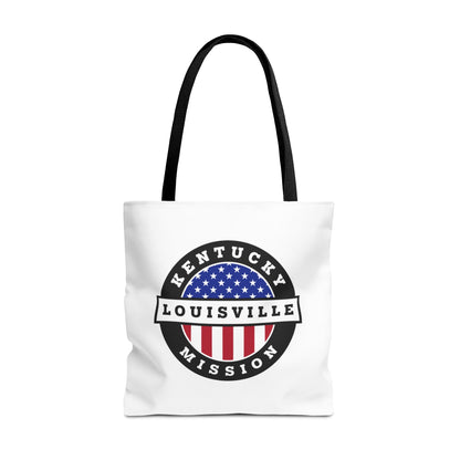 Kentucky Louisville Mission USA Flag Logo Tote Bag White - Latter-Day Saint LDS Missionary Gift - Book of Mormon