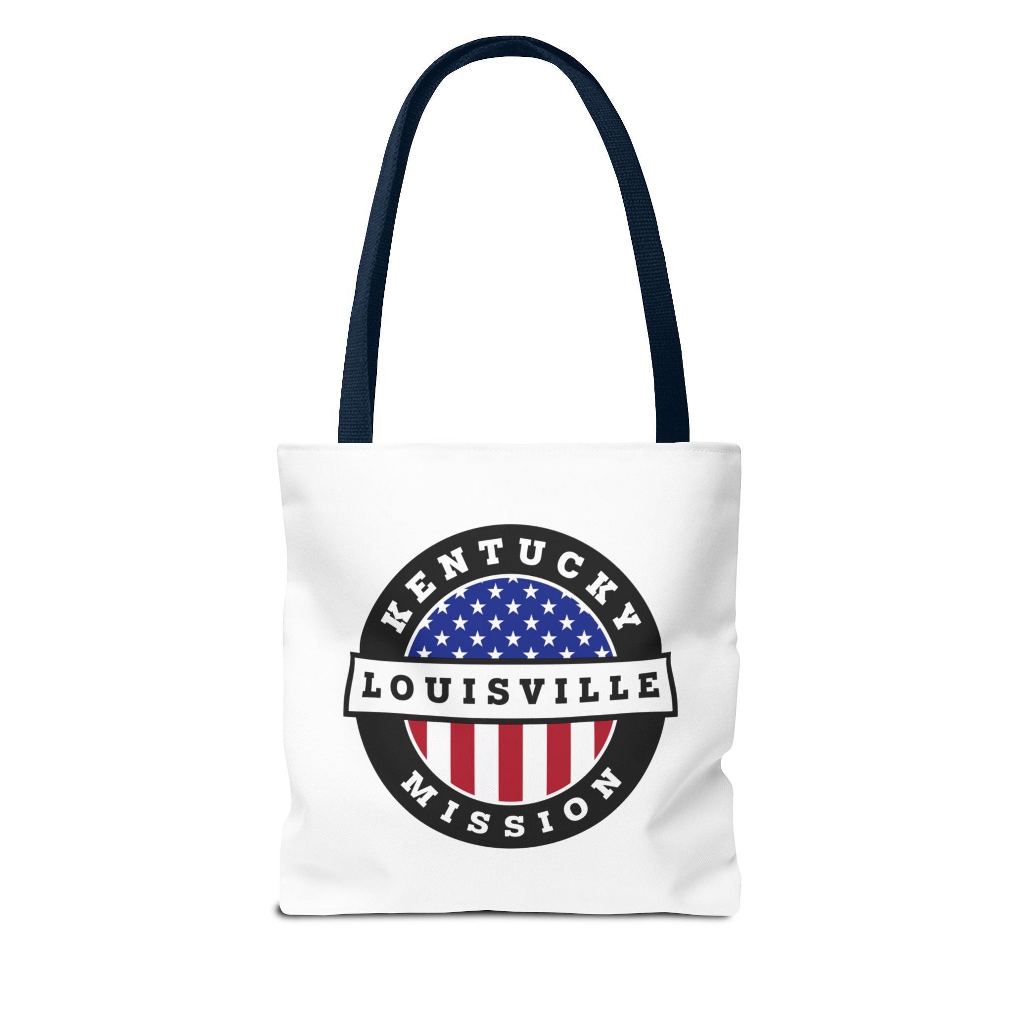 Kentucky Louisville Mission USA Flag Logo Tote Bag White - Latter-Day Saint LDS Missionary Gift - Book of Mormon