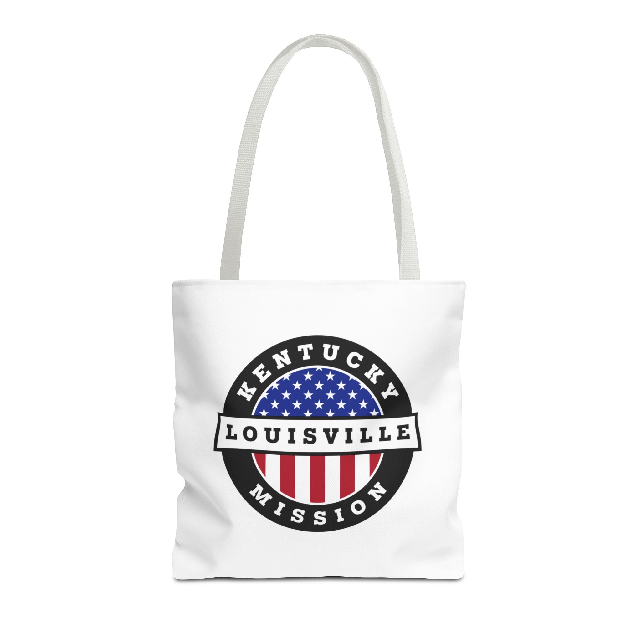 Kentucky Louisville Mission USA Flag Logo Tote Bag White - Latter-Day Saint LDS Missionary Gift - Book of Mormon