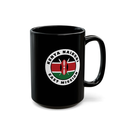 Kenya Nairobi East Mission Circular Flag Black Ceramic Mug - Latter-Day Saint LDS Missionary Gift - Book of Mormon