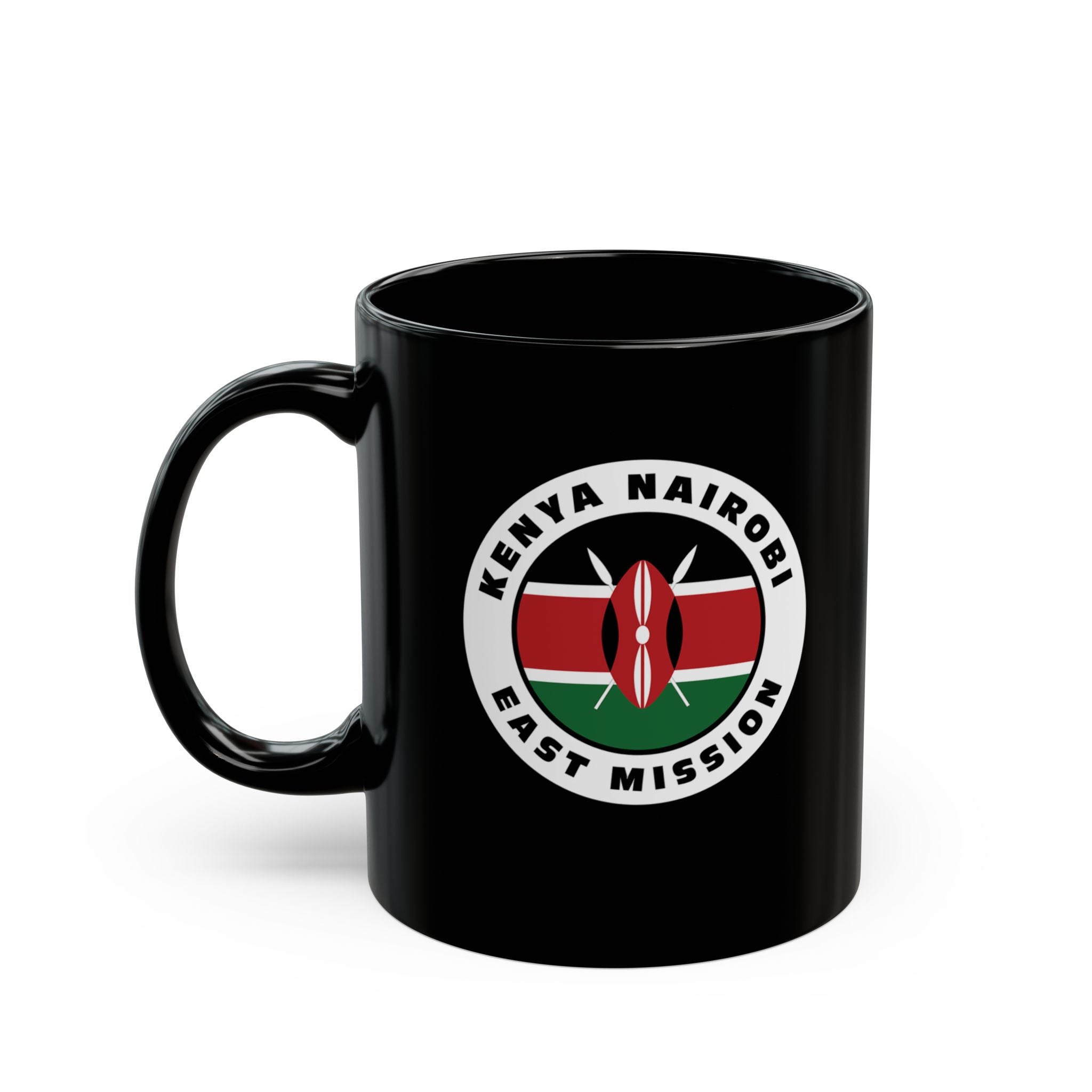 Kenya Nairobi East Mission Circular Flag Black Ceramic Mug - Latter-Day Saint LDS Missionary Gift - Book of Mormon