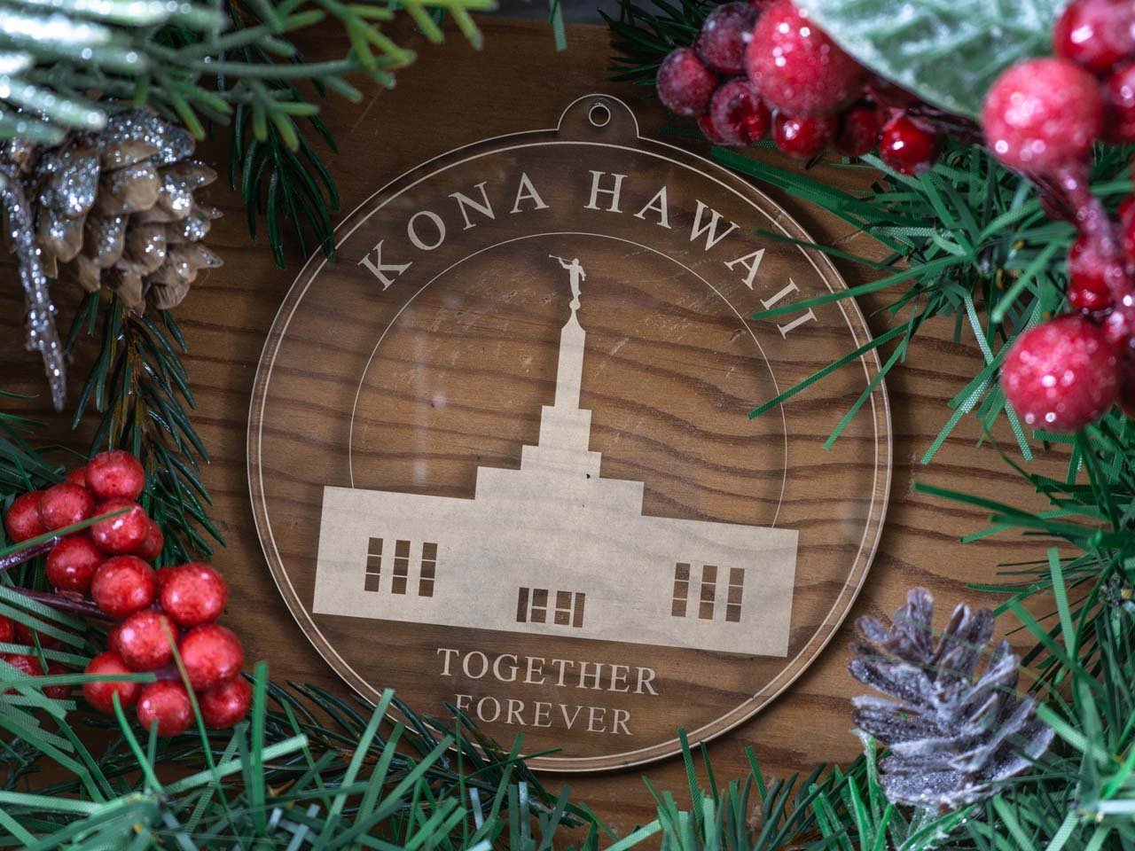 Kona Hawaii Temple Christmas Ornament - Latter-Day Saint LDS Missionary Gift - Book of Mormon