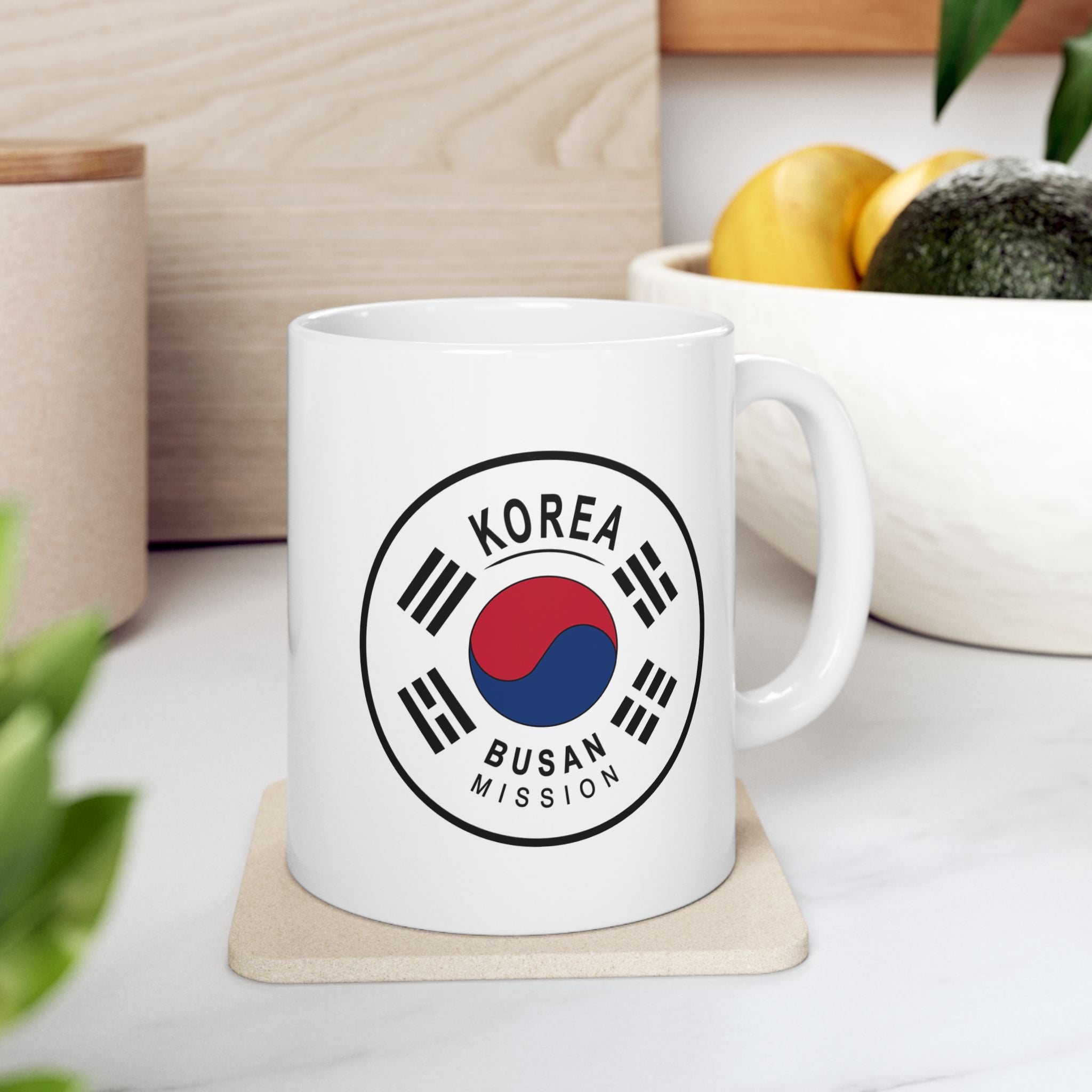 Korea Busan Mission Circular Flag White Ceramic Mug - Latter-Day Saint LDS Missionary Gift - Book of Mormon