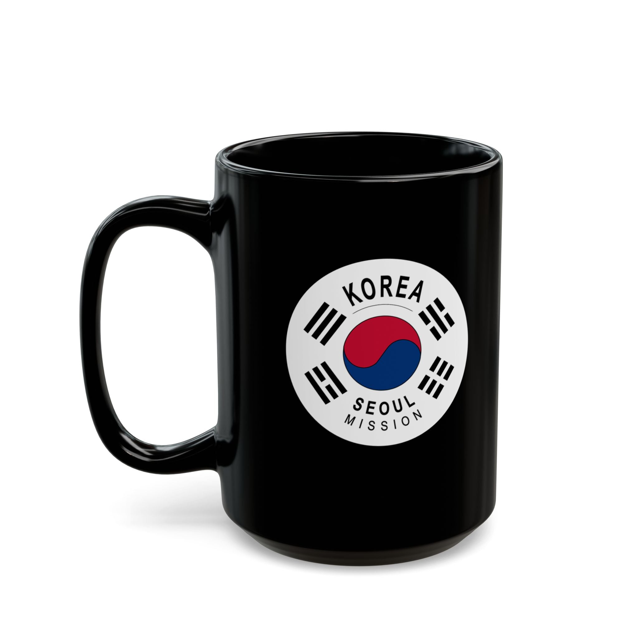 Korea Seoul Mission Circular Flag Black Ceramic Mug - Latter-Day Saint LDS Missionary Gift - Book of Mormon