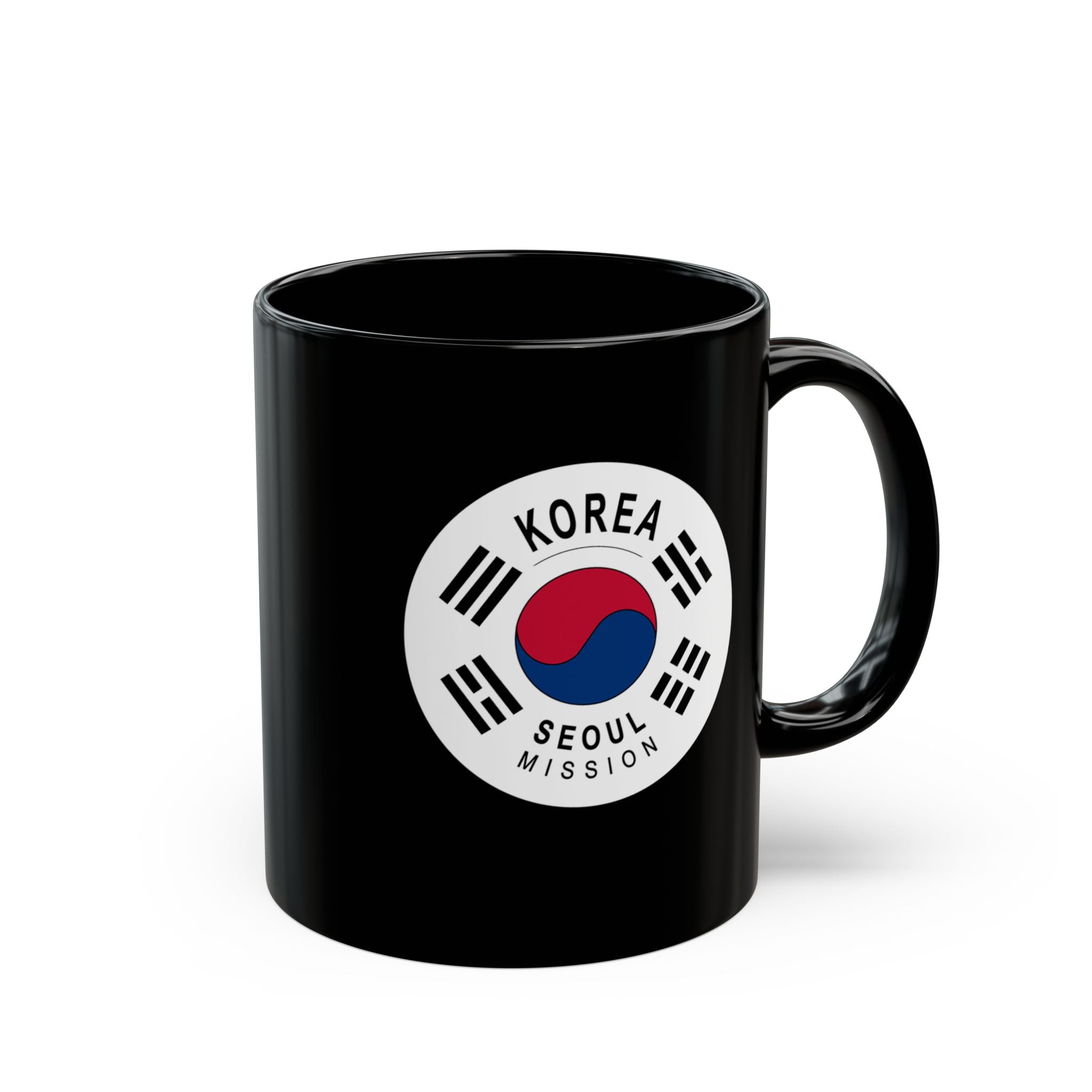 Korea Seoul Mission Circular Flag Black Ceramic Mug - Latter-Day Saint LDS Missionary Gift - Book of Mormon