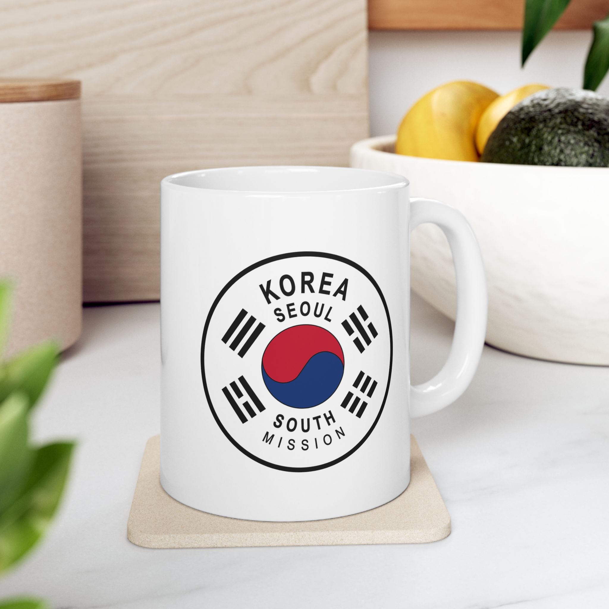 Korea Seoul South Mission Circular Flag White Ceramic Mug - Latter-Day Saint LDS Missionary Gift - Book of Mormon