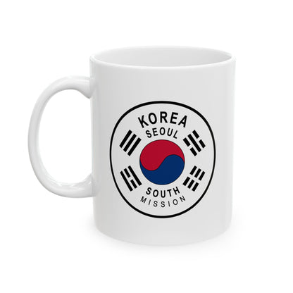 Korea Seoul South Mission Circular Flag White Ceramic Mug - Latter-Day Saint LDS Missionary Gift - Book of Mormon